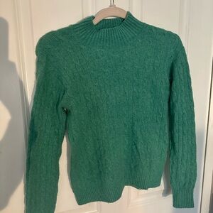 J Crew Green Cable Knit Sweater